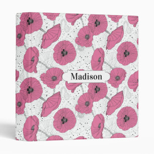 Poppy Flowers Pattern custom name binders