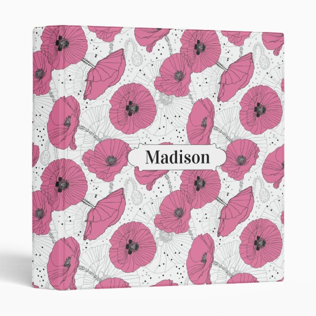 Poppy Flowers Pattern custom name binders (Front/Spine)
