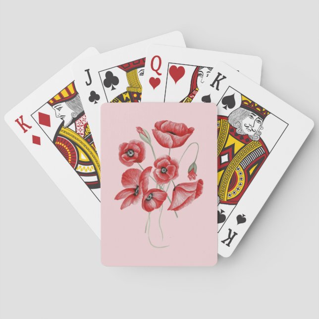 Poppy Flowers Playing Cards (Back)
