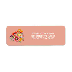 Poppy Flowers Return Address Label