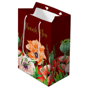 Poppy Flowers Thank You Medium Gift Bag