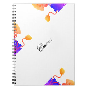 Poppy Flowers Watercolor Floral Custom Name Notebook