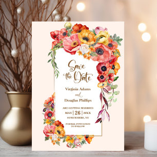 Poppy Flowers Wedding Save the Date