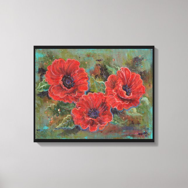 Poppy flowers wrapped canvas print by Renee Lavoie (Front)