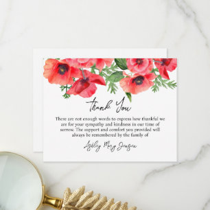 Poppy Funeral Thank You Card Bereavement