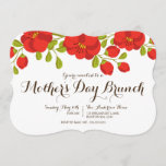 Poppy Garden Floral Mother's Day Brunch Invitation<br><div class="desc">A celebration of spring is abundant on this lovely Mother's Day Brunch invitation adorned with cheerful red poppies and new Springtime leaves of green.  Dark brown text in whimsical cursive adds charm and fun.  Coordinating floral pattern on the back. Each line can be customized to suit your needs.</div>