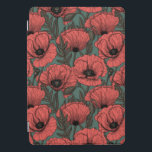 Poppy garden in coral, brown and pine green iPad pro cover<br><div class="desc">Vector pattern made of hand-drawn poppies.</div>