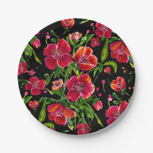 Poppy Garden Watercolor Pattern Plates