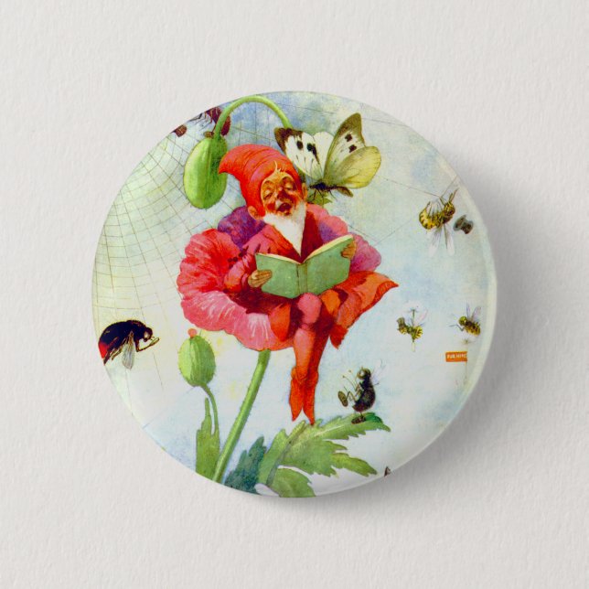 Poppy Gnome 2 Inch Round Button (Front)