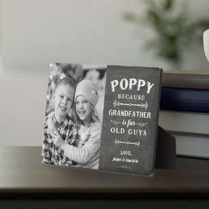Poppy Grandfather Father's Day Kids Photo Plaque