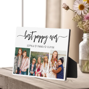 Poppy Grandfather Grandchildren Photo Collage Plaque