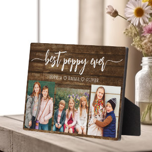Poppy Grandfather Grandchildren Wood Photo Collage Plaque