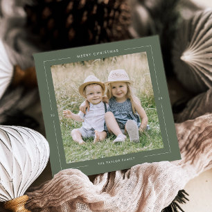 POPPY Green Photo Unique Modern Merry Christmas Holiday Card