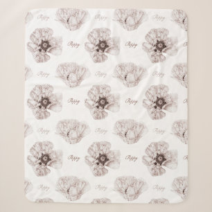 Poppy Illustrated Flower Sherpa Blanket
