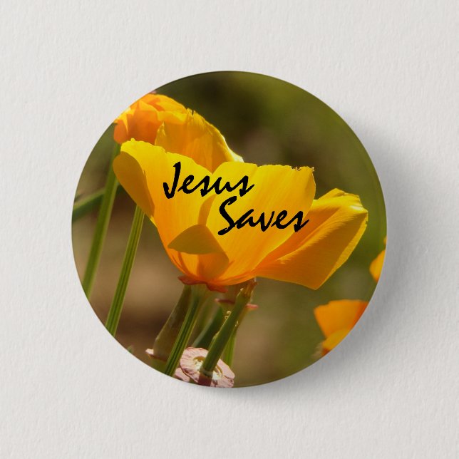 Poppy Jesus Saves Button (Front)