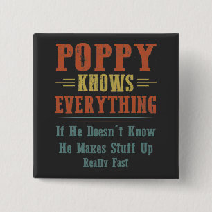Poppy Knows Everything 2 Inch Square Button
