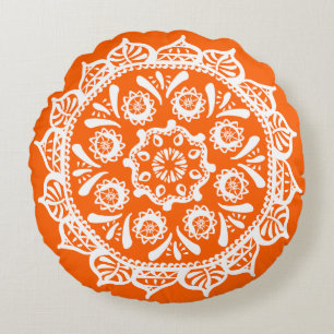 Poppy Mandala Round Pillow