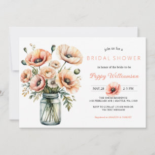 POPPY Mason Jar Bridal Shower Invitation 