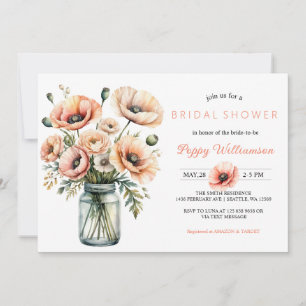 POPPY Mason Jar Bridal Shower Invitation 