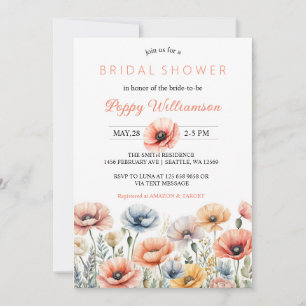 POPPY Mason Jar Invitation de la nuptiale de douch