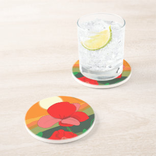 Poppy meadow at sunset   coaster