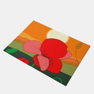 Poppy meadow at sunset doormat