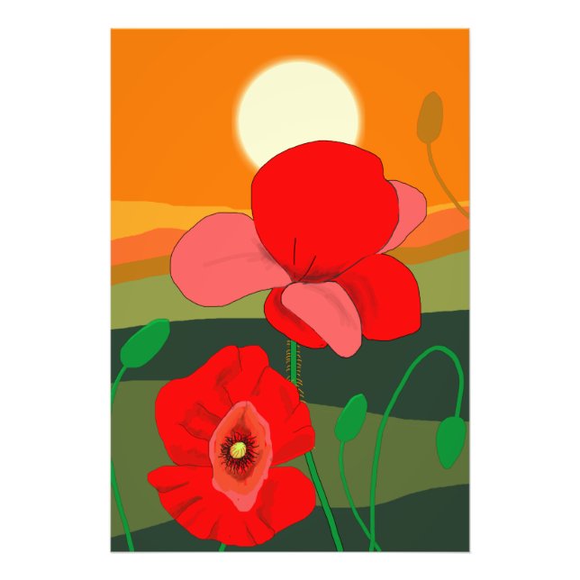 Poppy meadow at sunset  photo print (Front)