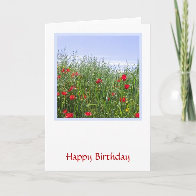 Poppy Meadow Customizable Birthday Card (Front)