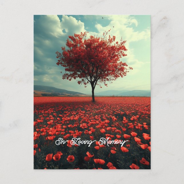 Poppy Meadow Lonely Tree Postcard (Front)