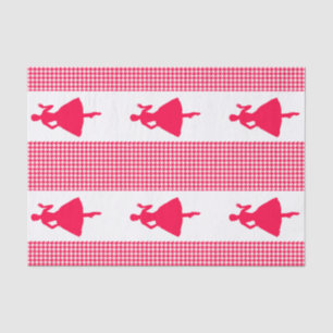 Poppy Modern Houndstooth with Fashion Silhouette Tissue Paper