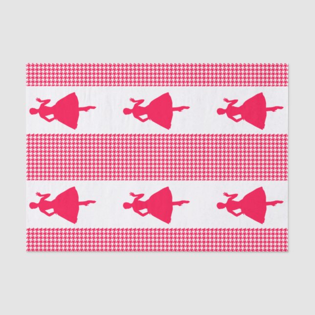 Poppy Modern Houndstooth with Fashion Silhouette Tissue Paper (Front)