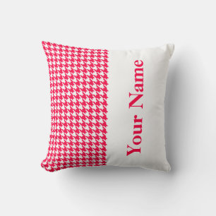 Poppy Modern Houndstooth with Name Throw Pillow