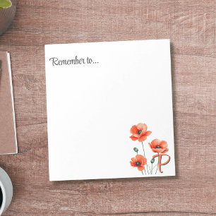 Poppy Monogram Wildflower Notepad