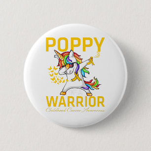 Poppy Of A Warrior Childhood Cancer Awareness 2 Inch Round Button