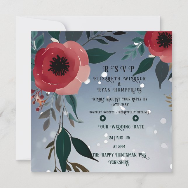 Poppy of Love" Collection Faire-part de mariage (Devant)