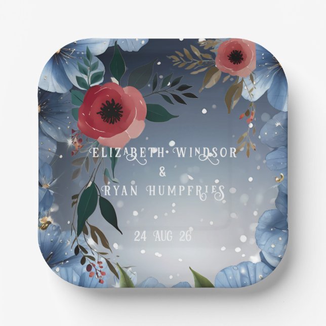 Poppy of Love" Wedding Invitation Collection Paper Plate (Front)