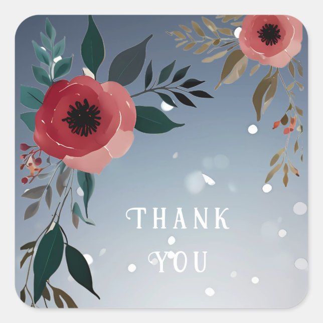 Poppy of Love" Wedding Invitation Collection Square Sticker (Front)