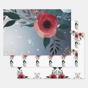 Poppy of Love" Wedding Invitation Collection Wrapping Paper Sheet