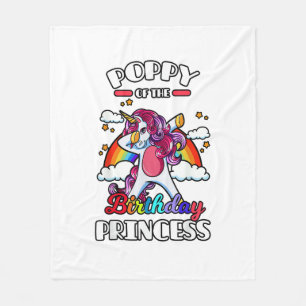 Poppy Of The Birthday Princess Unicorn Rainbow Bda Fleece Blanket