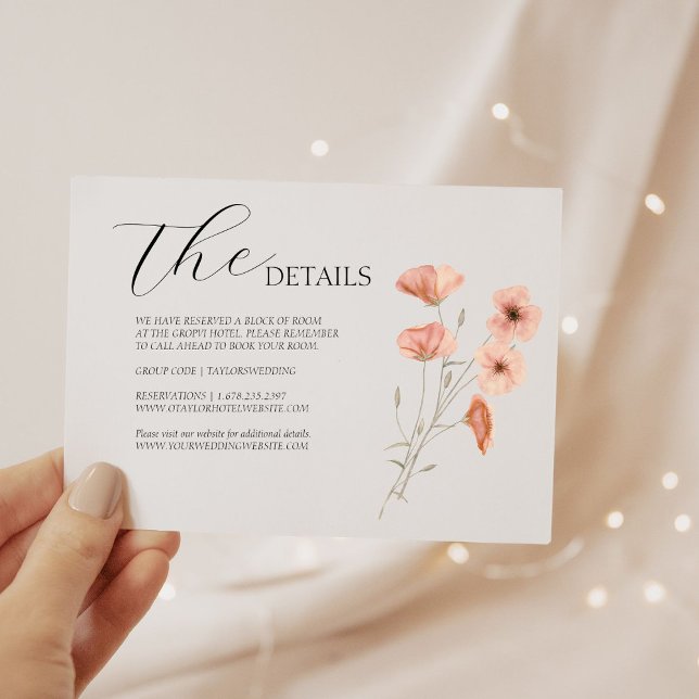 Poppy Orange Flower Wedding details RSVP Card (Creator Uploaded)