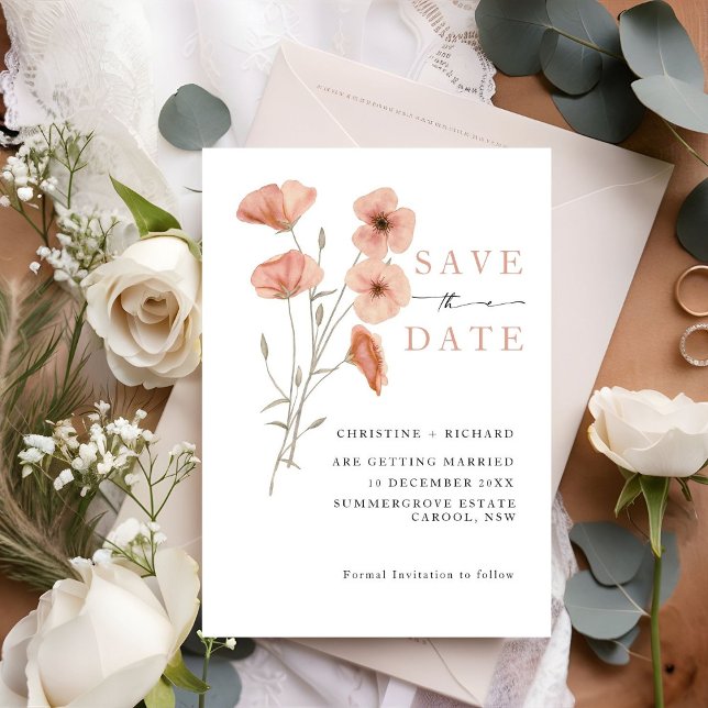 Poppy Orange Flower Wedding Save the Date  (Creator Uploaded)