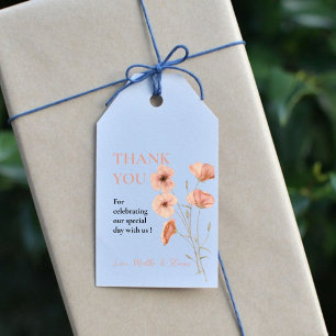Poppy Orange Flower Wedding Thank You  Gift Tags