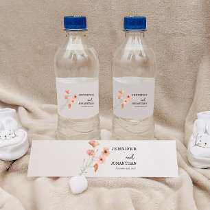Poppy Orange Flower Wedding Water Bottle Label
