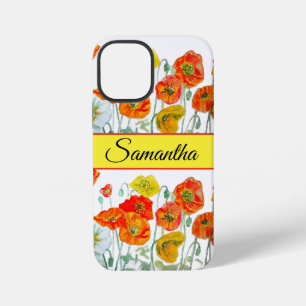 Poppy Orange Red Watercolor floral Flower Phone iPhone 12 Mini Case