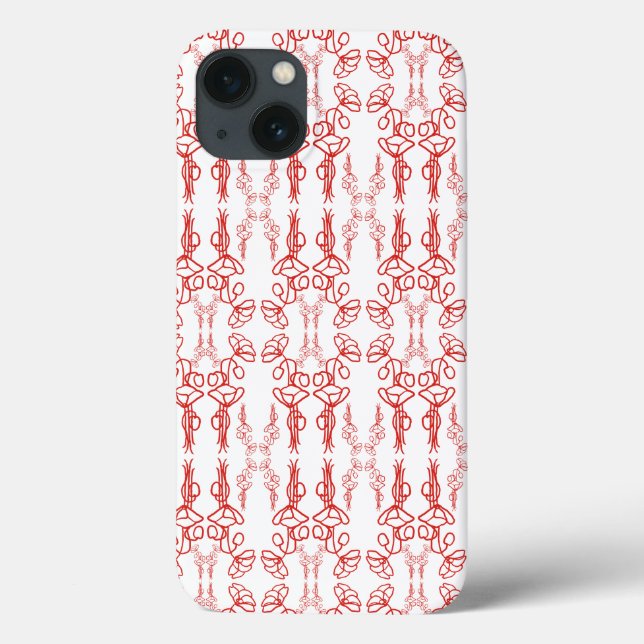 Poppy Outline, Red on White, iPad Case-Mate Case (Back)
