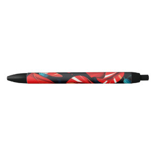 Poppy Papaver flowers Black Ink Pen