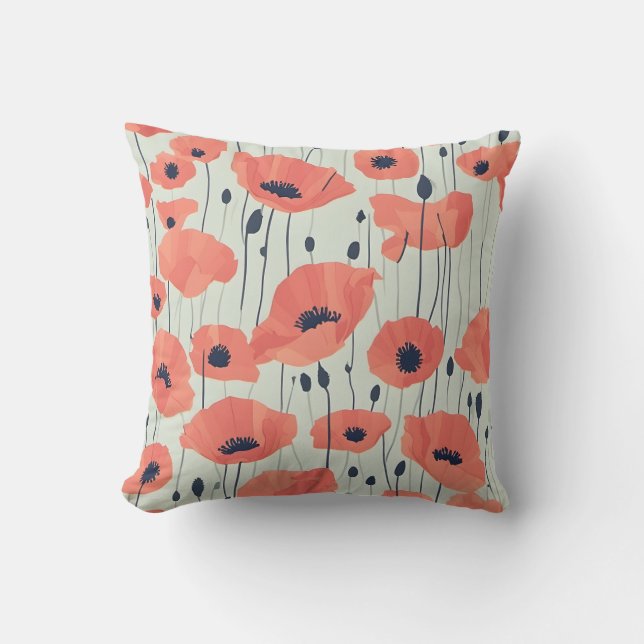 Poppy Paradise Throw Pillow (Front)
