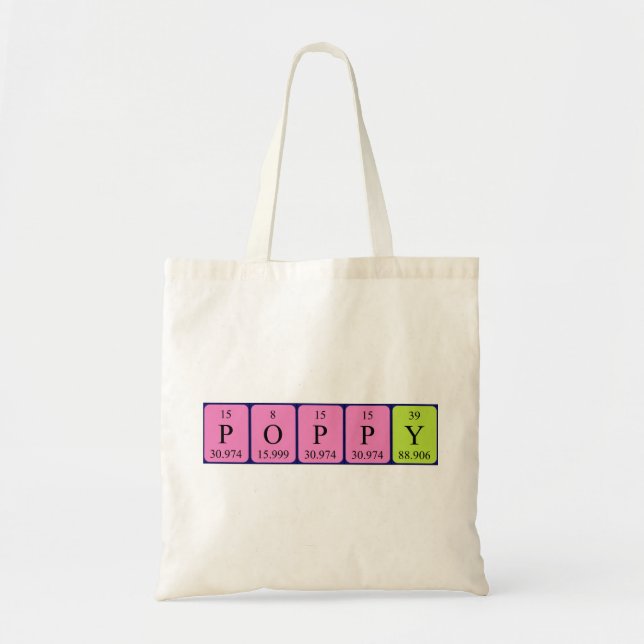 Poppy periodic table name tote bag (Front)
