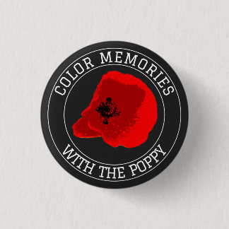 Poppy – Personalized Top & Bottom Text on Black 1 Inch Round Button