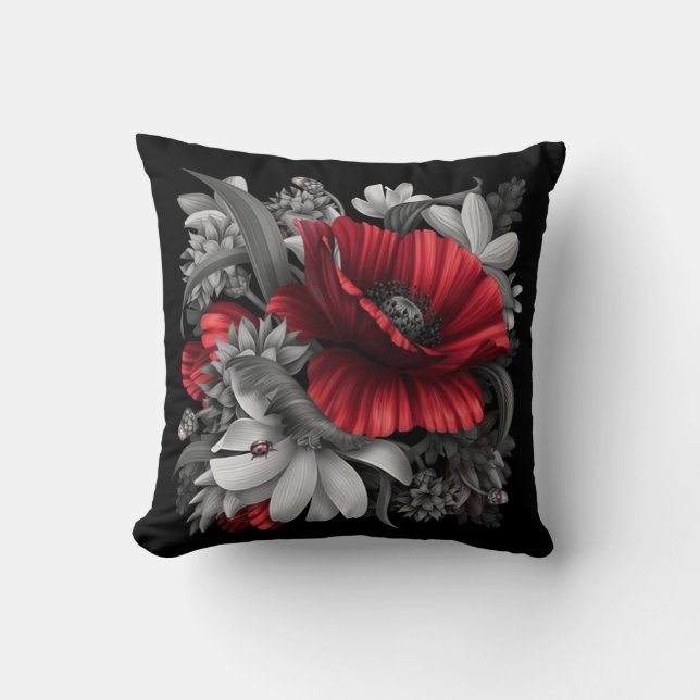 Poppy Pops Throw Pillow (Front)